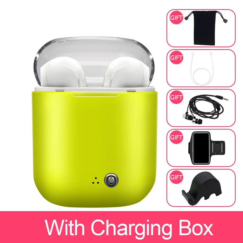 Green with Box Мини TWS Bluetooth наушники беспроводные наушники стерео Hifi микрофон шумоподавление Blutooth наушники для iPhone 7 plus samsung - Цвет: Green with Box