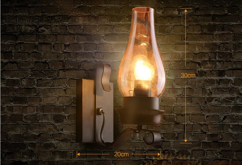 A-one lamp Американские винтажные настенные лампы Керосиновая лампа с 2 головками E27 Edison светодиодный настенный светильник для дома, гостиной, ресторана, светильник ing - Цвет абажура: A-one lamp
