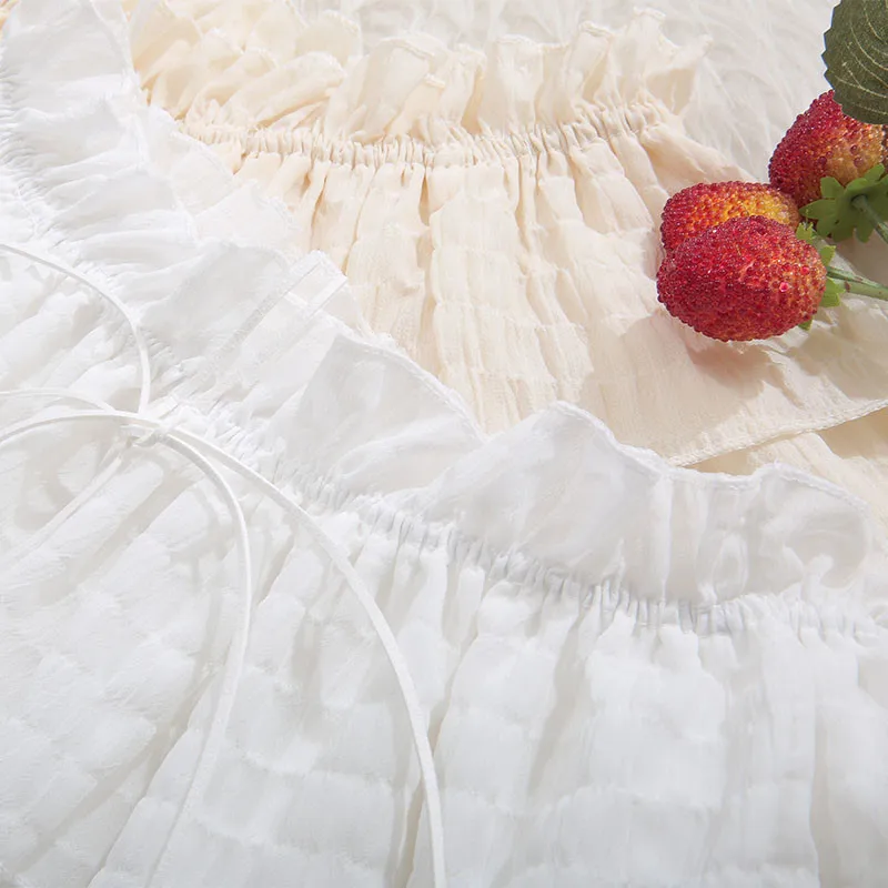 Летняя женская шифоновая рубашка Корейская Милая с оборками свободные шифоновые