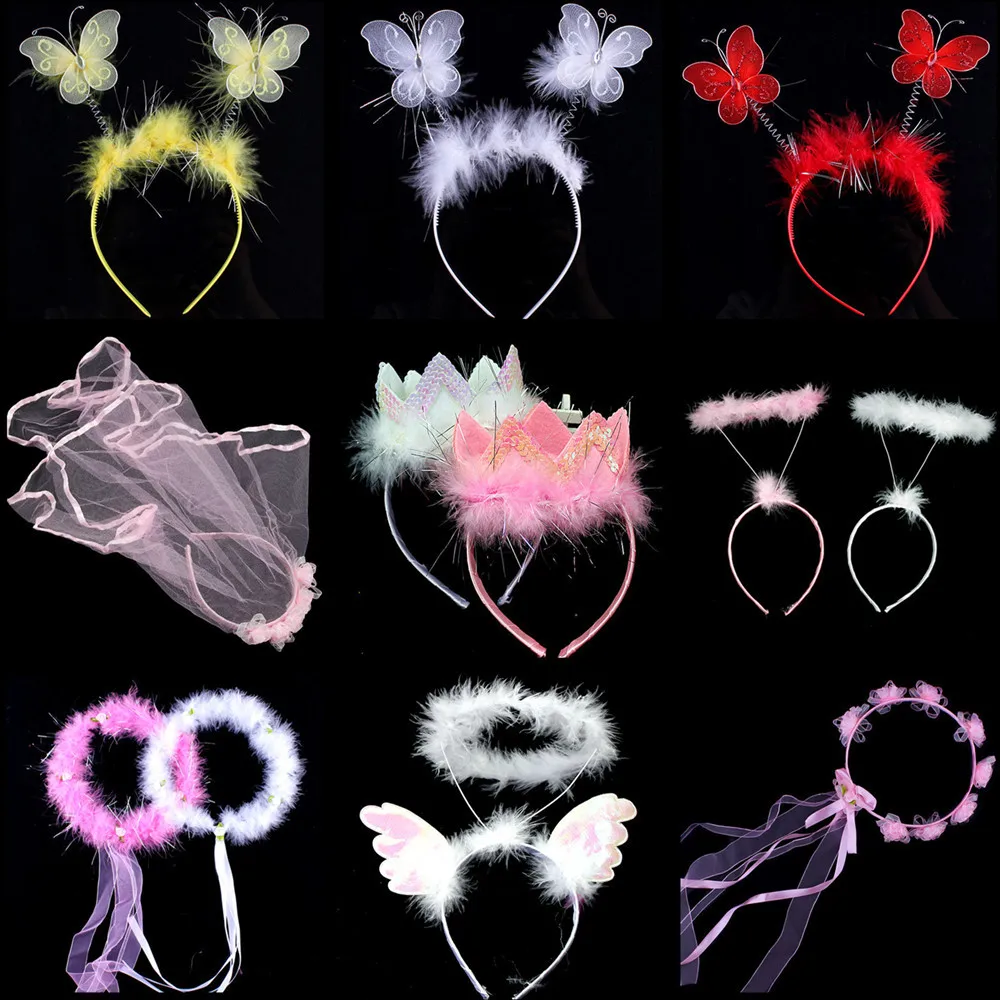 Girl Women Adorable Hairbands Angel Wing Feather Hair Band Headband for Cosplay Party Favor home decor birthday wedding | Дом и сад