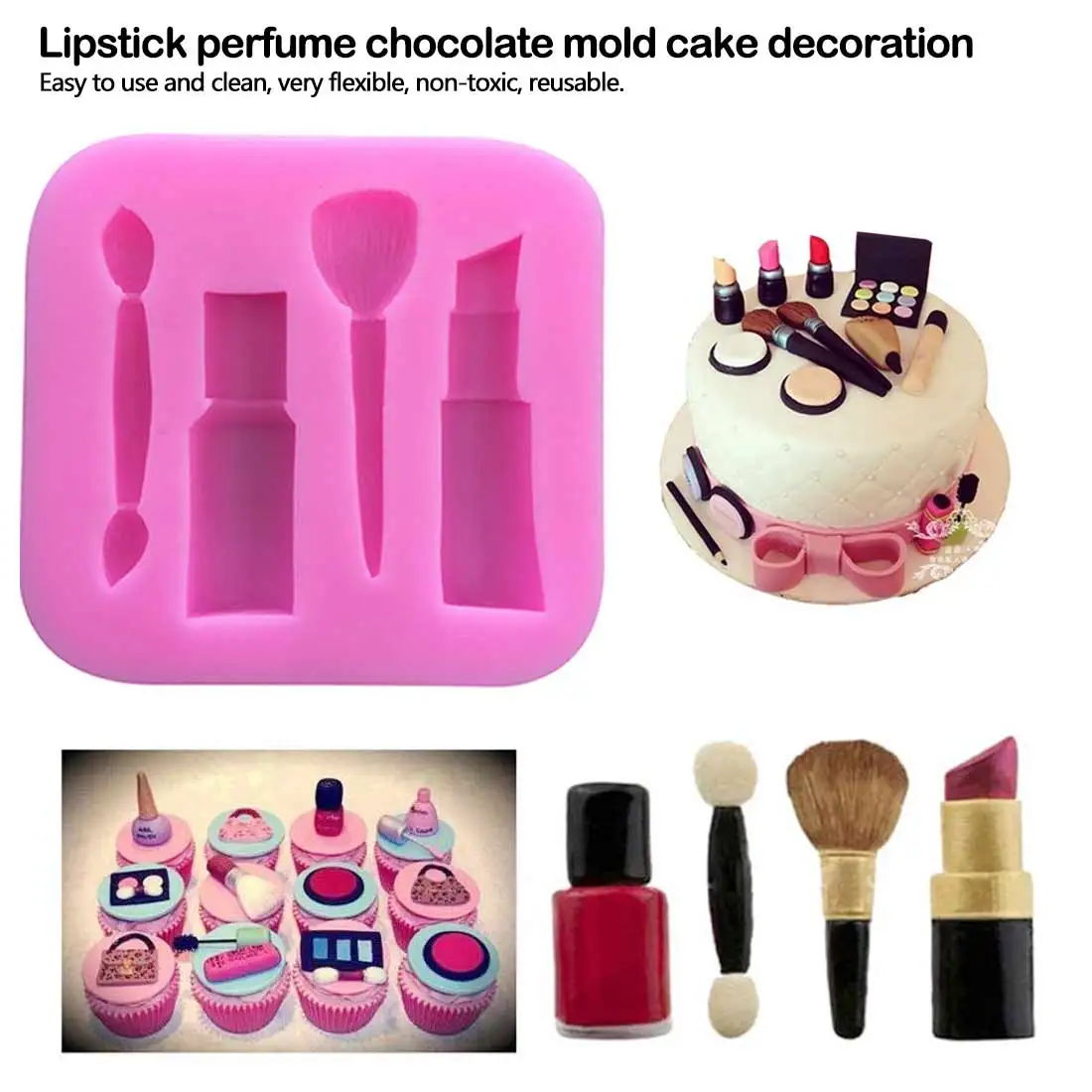 DIY глина мягкая глина moldMakeup кисти силиконовые формы помада духи форма для шоколада, помадки украшения торта