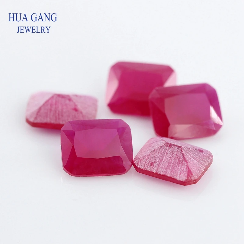 5# Red Stone Matte Bottom Octangle Shape Princess Cut Synthetic Corundum Gems stone For jewelry Size 3x5~10x14mm Free Shipping | Украшения