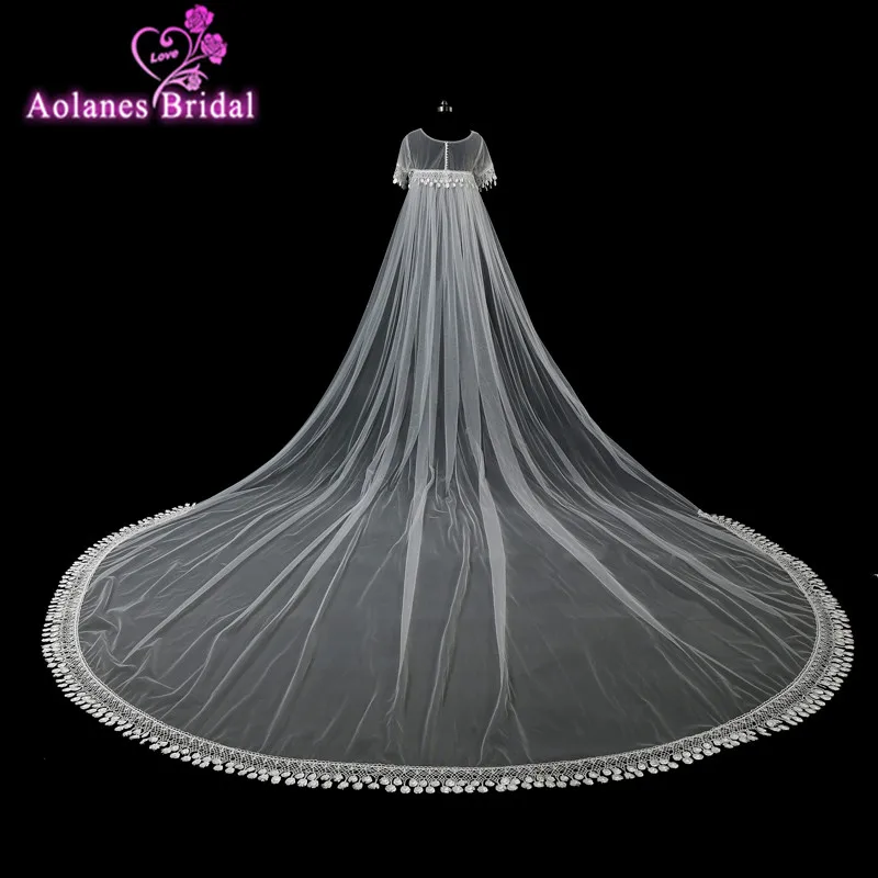 Белая кружевная Свадебная накидка цвета слоновой кости Длинная мантия свадебная