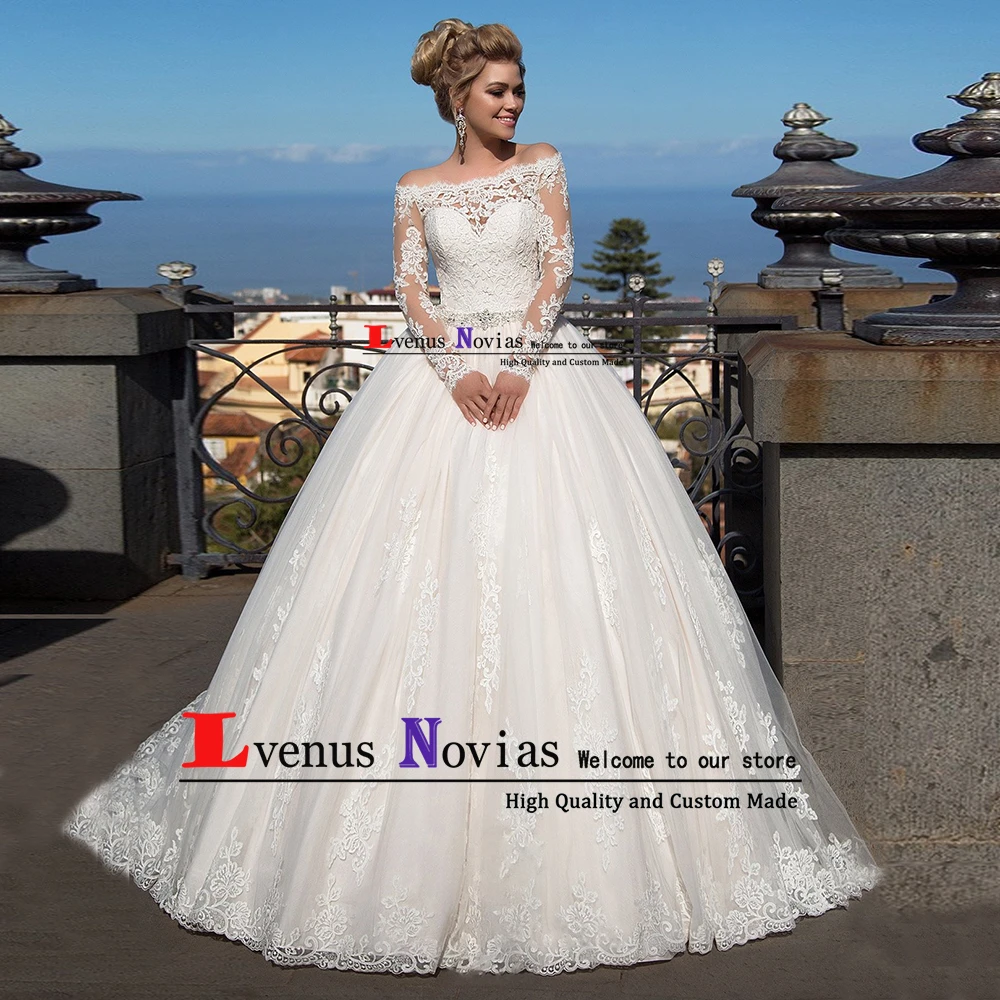 Vestido De Noiva бальное платье с круглым вырезом Свадебное es Boho Gelinlik бисерное кружевное