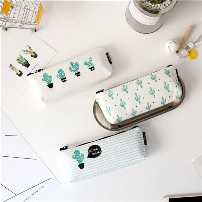 1 шт. кактус Пенал Холст Школьные принадлежности Kawaii канцелярские подарок estuche школы милый пенал Pencilcase стационарные 04907