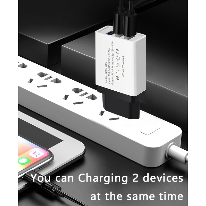 AnkinPro 3 порта USB зарядное устройство 5 В/2.1A Быстрая зарядка для XiaoMi iPhone samsung