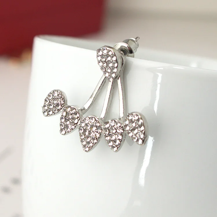 Кристаллы падения серьги гвоздики для женщин цвет золотистый Двусторонняя