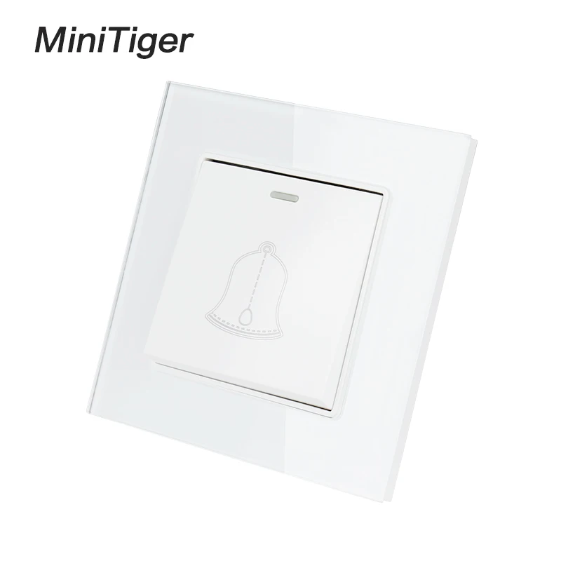 Minitiger 1 банда дверной звонок выключатель Роскошный Кристалл Закаленное стекло