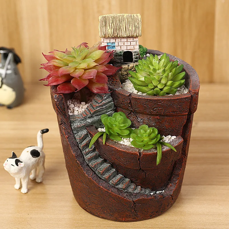 

Zakka Secret Flower Pot Garden Succulent Plants s Resin Vase pot Potted Desk Fleshy