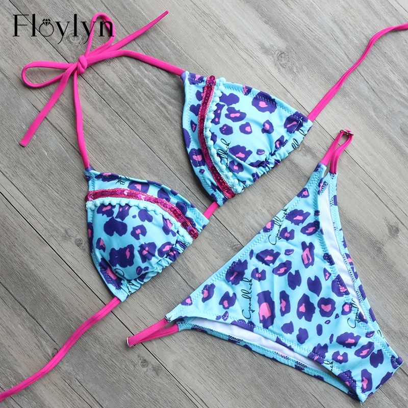 Бренд бикини Floylyn 2017 летний купальник Женский комплект бразильского с принтом