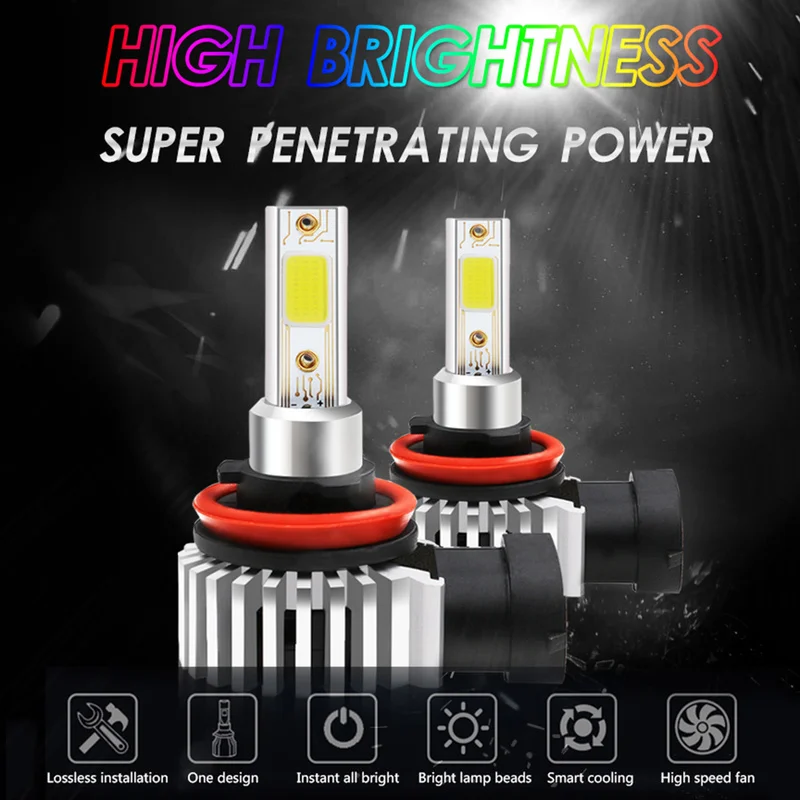 2 шт. D9 100W 26000LM H4 светодиодный H11 H7 светодиодный фар автомобиля 9005 9006 9012 H1 H3 комплект для переоборудования COB лампы для фар авто аксессуары