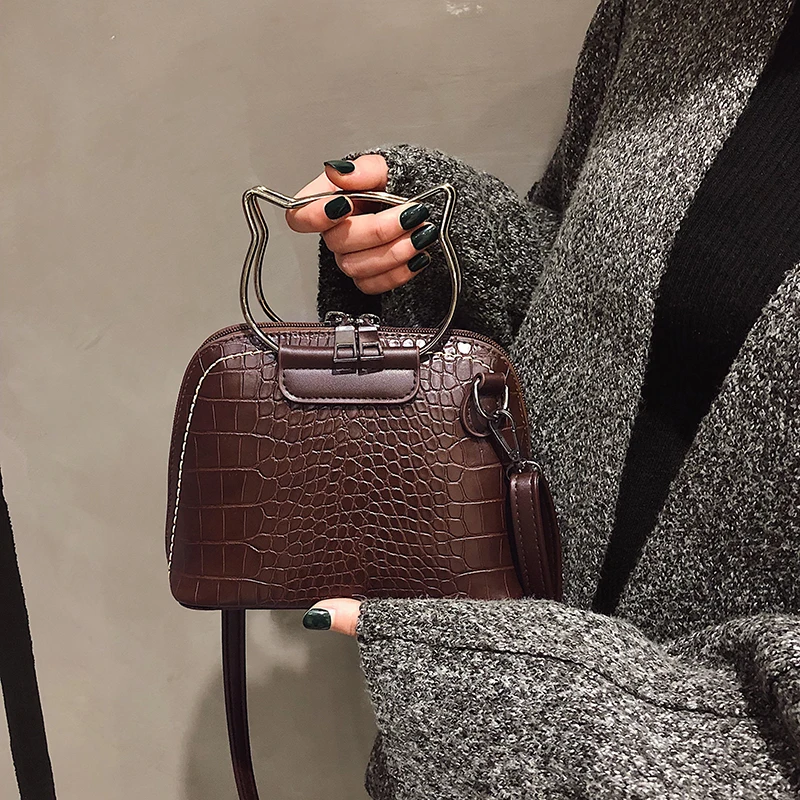 Сумка с косым ремешком на одно плечо женская винтажная модная сумка крокодиловым