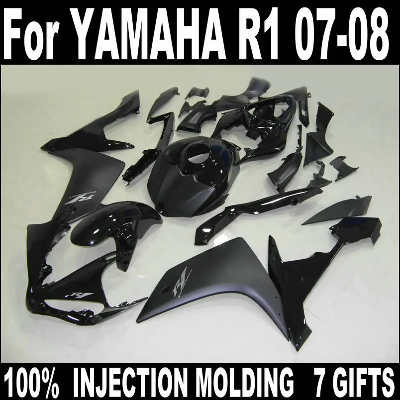 100% подходит Обтекатели для YAMAHA Инжекционный молдинг R1 2007 2008 матовый черный