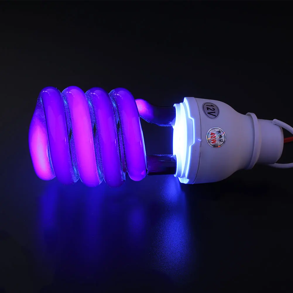 

DC12V 40W UV Ultraviolet Fluorescent Blacklight Light Bulb Lamp CFL w/Clip UV GEL Curing Lamps
