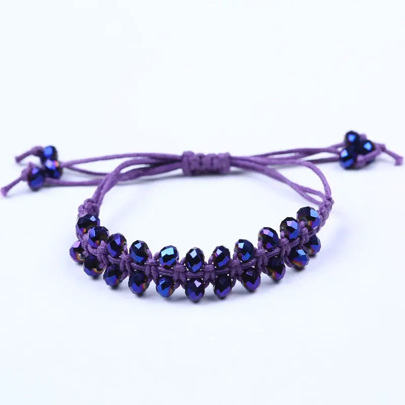 2016 new bling purple crystal beads bracelet string circle faceted weaving cheap handmade jewelry DIY | Украшения и аксессуары