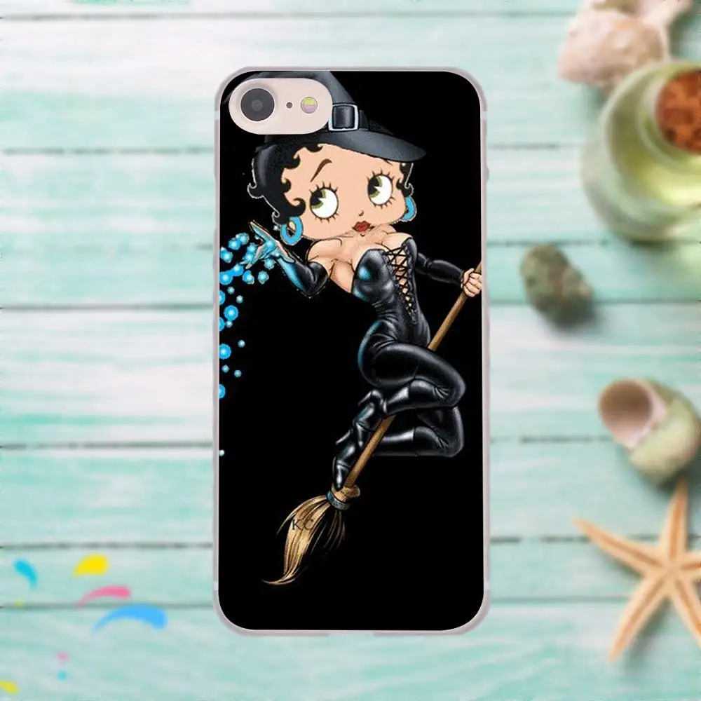 Cubierta Betty Boop En Un Vidrio Para Для Apple iPhone 4 4S 5 5C SE 6 6S 7 8 Plus X для LG G3 G4 G5 G6 K4 K7 K8 K10 V10