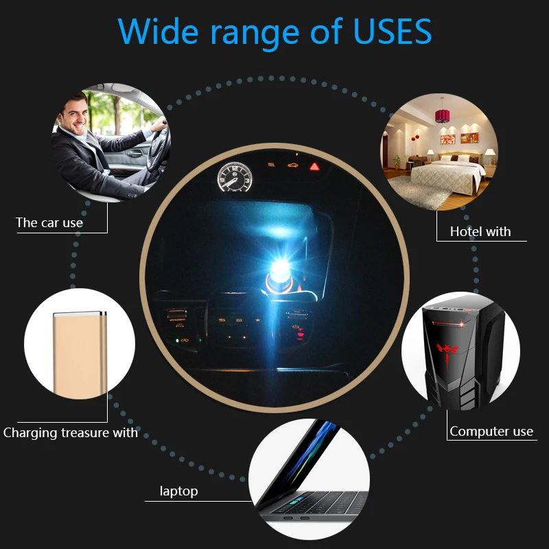 2 шт./компл. Универсальный Автомобильный USB светодиодный атмосфера огни ПК Разъем
