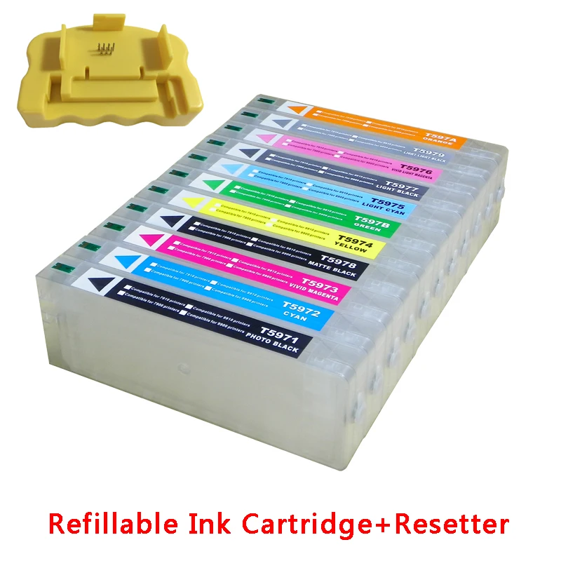 

For Epson 7900 9900 large format printer refillable ink cartridges empty ink cartridges 700ML T6361 +chip resetter