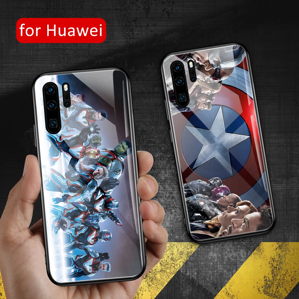 Для Huawei P20 pro Чехол стеклянная задняя крышка P9 plus чехол Marvel Super hero Мстители для P10 Plus