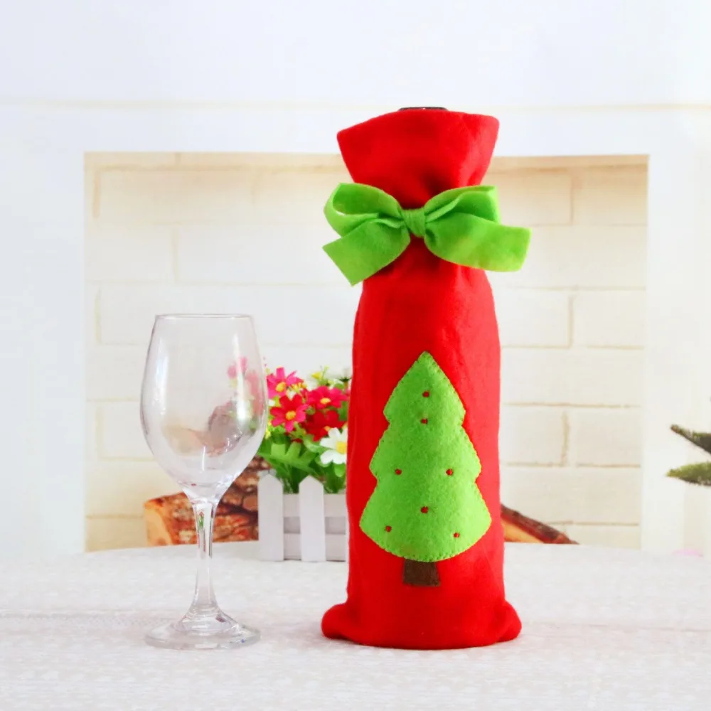 Санта Клаус рождественские украшения 6 шт./лот зеленого цвета с бантом и вышивкой