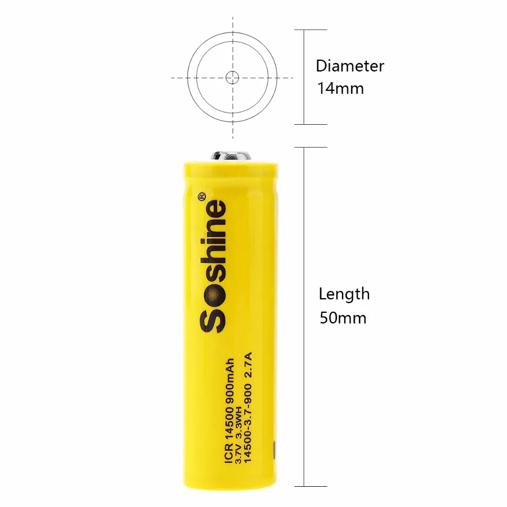 Soshine 4 шт. 3 7 в ICR 14500 900 мА/ч литий ионный аккумулятор Перезаряжаемые Батарея с