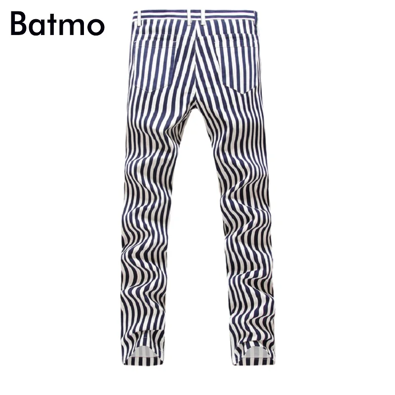 BATMO 2019 новые мужские полосатые хлопковые и льняные повседневные брюки известные