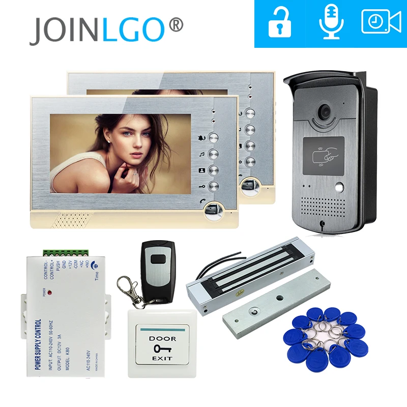 Бесплатная доставка Новый 7 &quotэкран запись видеодомофон комплект 2 монитора +