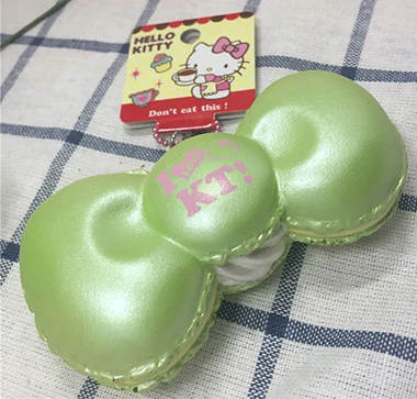 1 шт. милый hello kitty лук мягкие игрушки Kuwaii Squishys игрушка сотовый телефон шарм Jumbo Squishies оригинальная посылка(7 цветов - Цвет: Зеленый