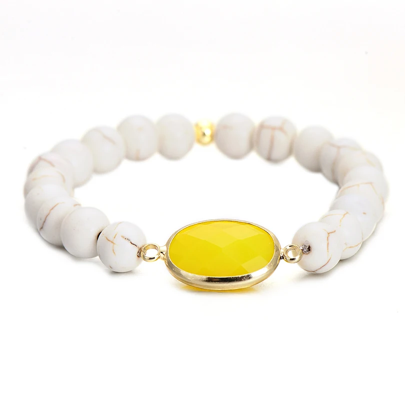 Богемия Большой овальный кристалл браслет для Для женщин Натуральный камень