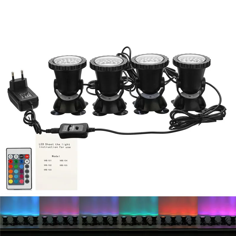 RGB 36 светодиодный 1 комплект 1/2/4 светильник Водонепроницаемый IP68 подводный светодиодный прожектор светильник для бассейны фонтаны пруда водяного сад аквариума - Испускаемый цвет: Белый