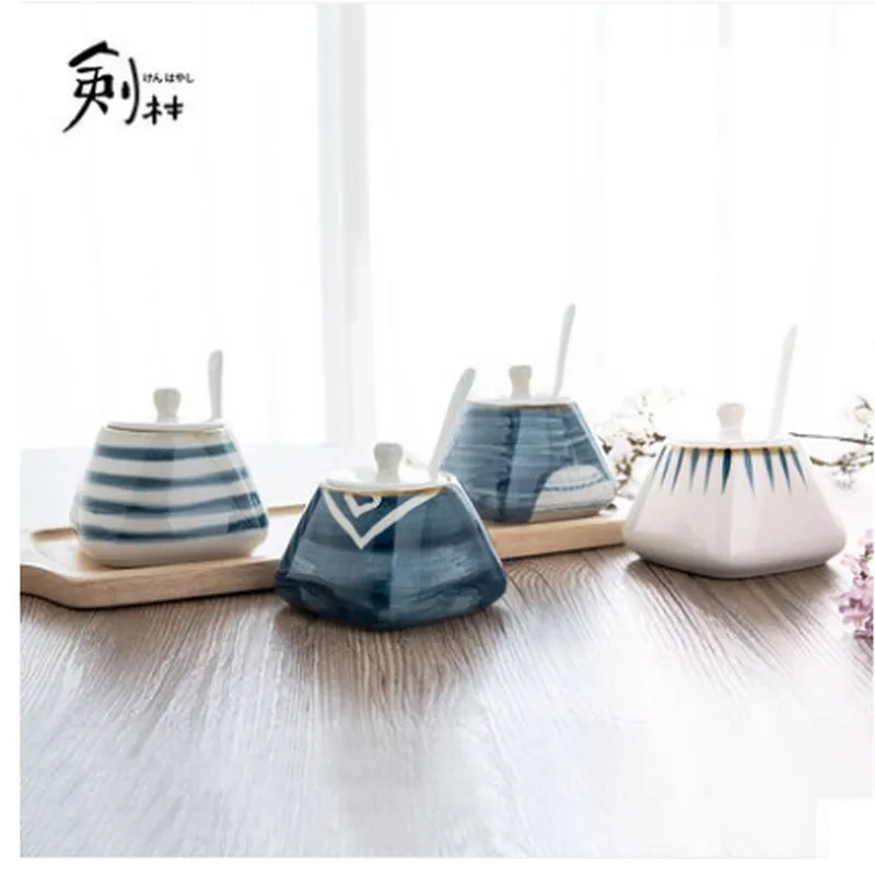 Керамический контейнер для хранения с крышкой и ложкой|creamer pots|sugar creamerceramic sugar pot |