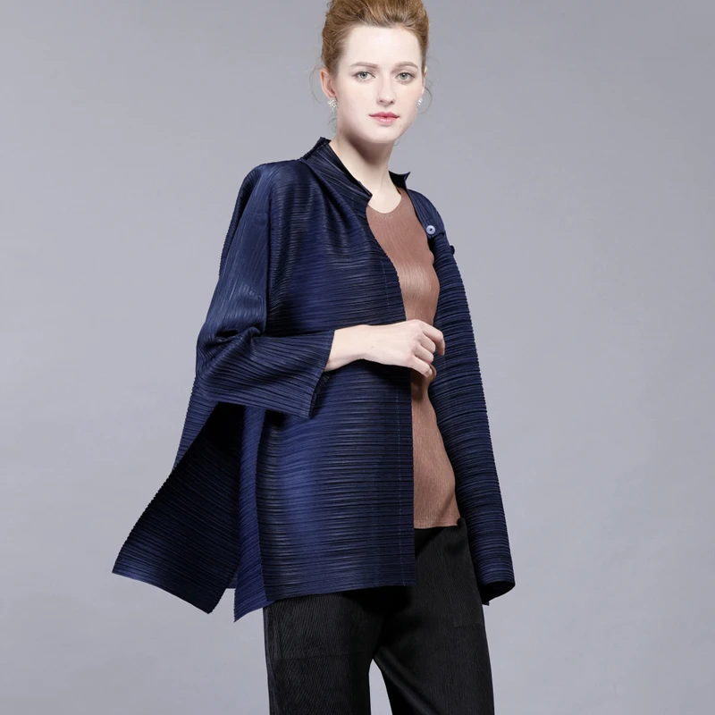 Женская Базовая куртка Changpleat 2017 свободное черное однобортное пальто miяка с