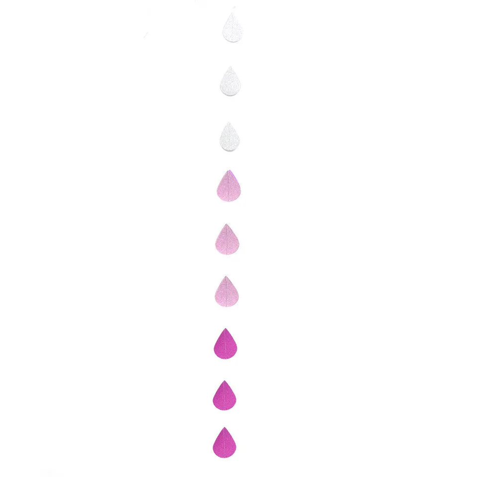 Pink 1 шт 1,3 м Бумажная гирлянда в форме капли дождя, синие фиолетовые Свадебные баннеры для дня рождения, украшения для дома на стену - Цвет: Pink