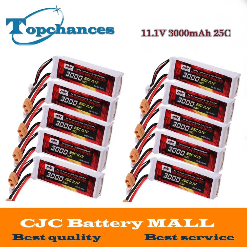 10X Высокое качество Lipo батарея 11 1 В 3000 мАч 25C XT60 разъем для DJI Phantom FC40 Flame Wheel F450 F550 FPV