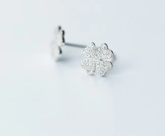 7mm small Cute 100% REAL. 925 Sterling SIlver Fine Jewelry 4-Hearts Flower Love Stud Earrings GTLE1967 |