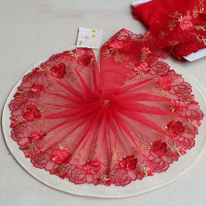 2 ярдов/партия широкая вышитая фатиновая сетка с кружевной отделкой 7 09 дюйма