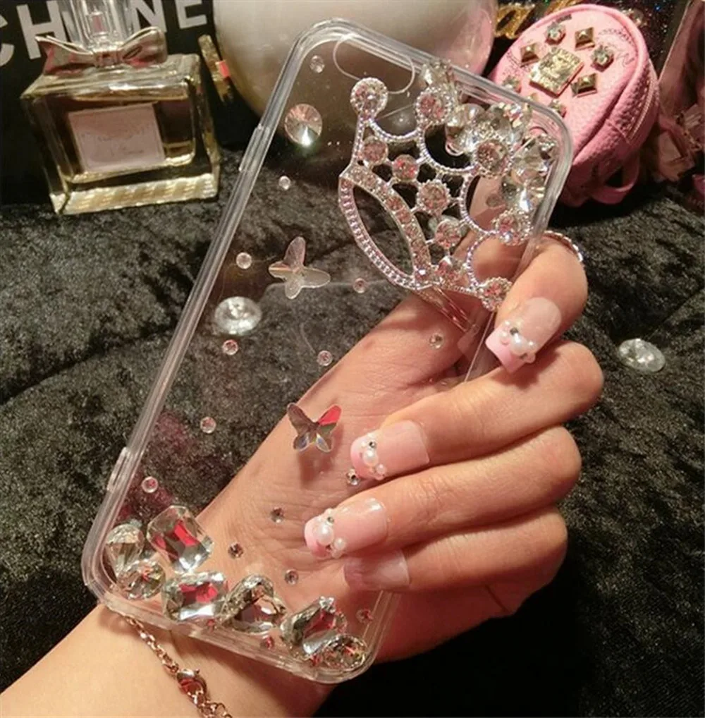 Роскошный модный блестящий чехол Стразы с бабочкой из мягкого ТПУ для телефона