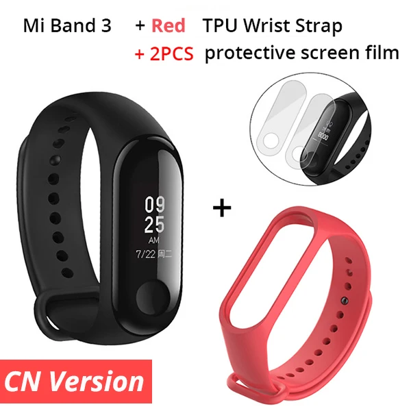 add red strap Xiaomi Mi Band 3 Miband 3 мгновенное сообщение водонепроницаемый OLED экран фитнес-трекер Mi Band 2up умный Браслет Xiaomi Band - Цвет: add red strap