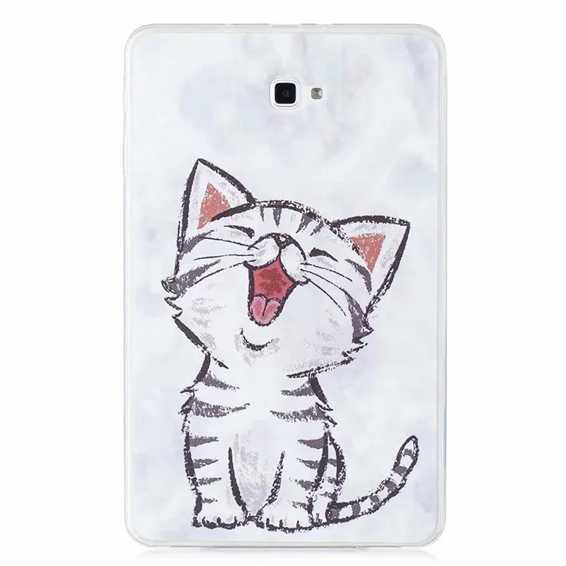 cat Мягкий чехол для планшета из ТПУ с милым рисунком кота щенка бабочки для Samsung Galaxy Tab A A6 10,1 T580 T585 SM-T585 - Цвет: cat