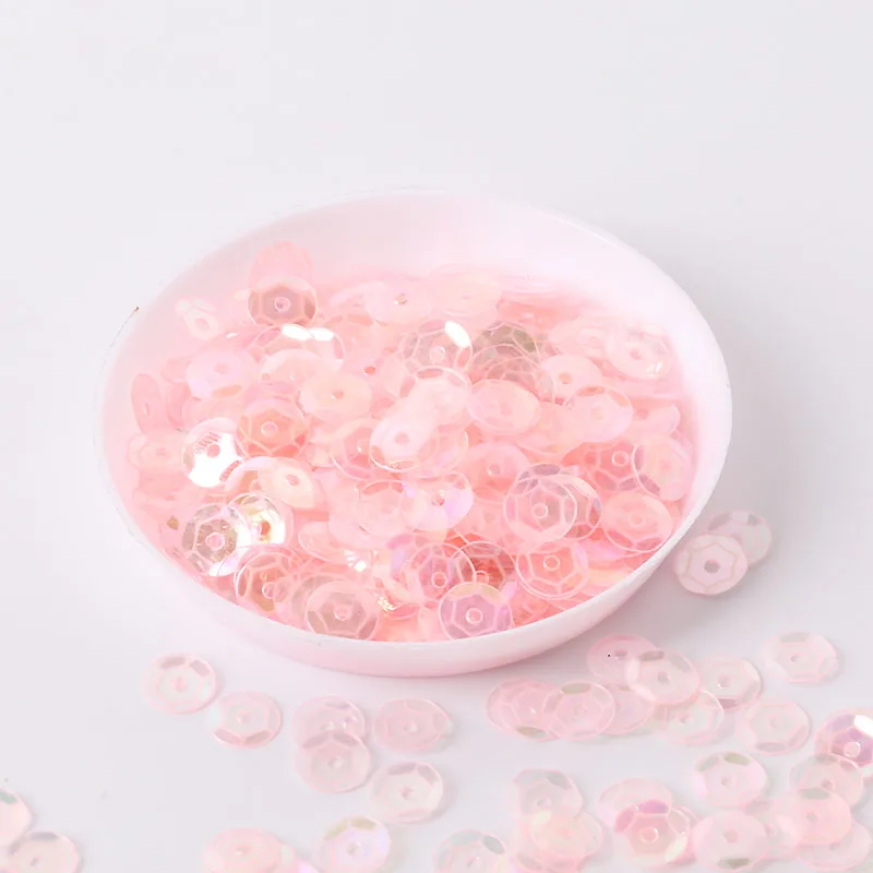 Transparent JG Pink 10 г/лот новые цвета 4 мм/5 мм/6 мм/8 мм блестки ПВХ круглая чашка тесьма с пайетками для шитья свадебные ремесла, аксессуары для женской одежды - Цвет: Transparent JG Pink
