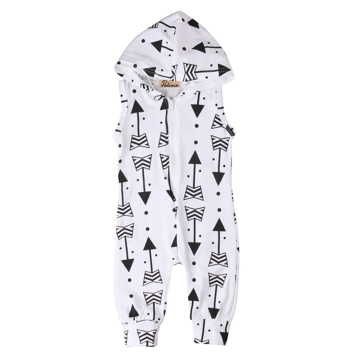 

pudococo Newborn Toddler Infant Baby Boys Girls Unisex Cute Kid Hooded Sleeveless Print Casual Romper Jumpsuit Outfits Clothes