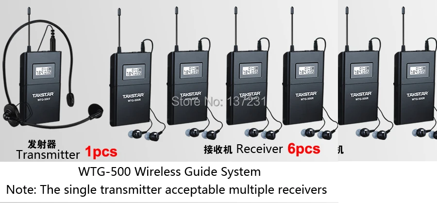 Новый 1 передатчик + 6 приемников микрофон наушников Boutique Takstar UHF PLL Беспроводная