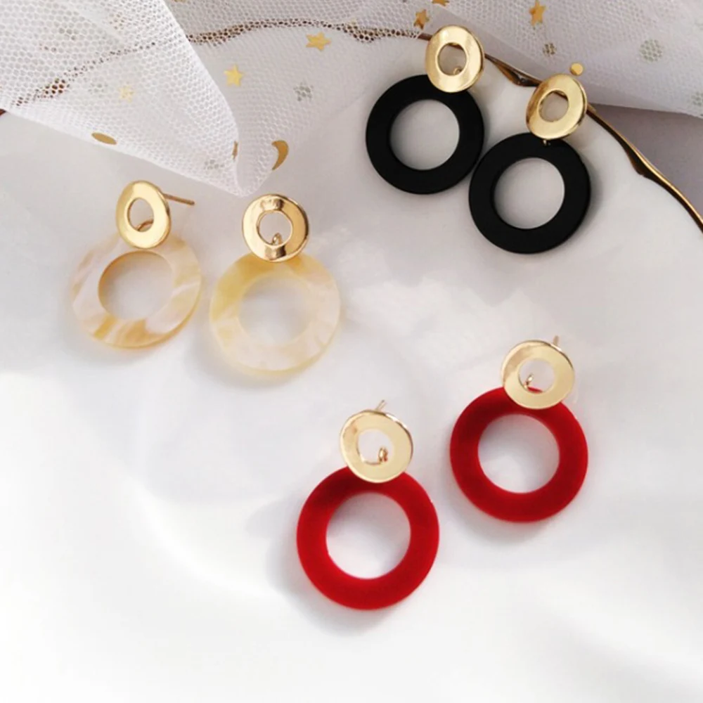 Bing Tu круглые серьги золотого цвета для женщин Акриловые белая красная серьга