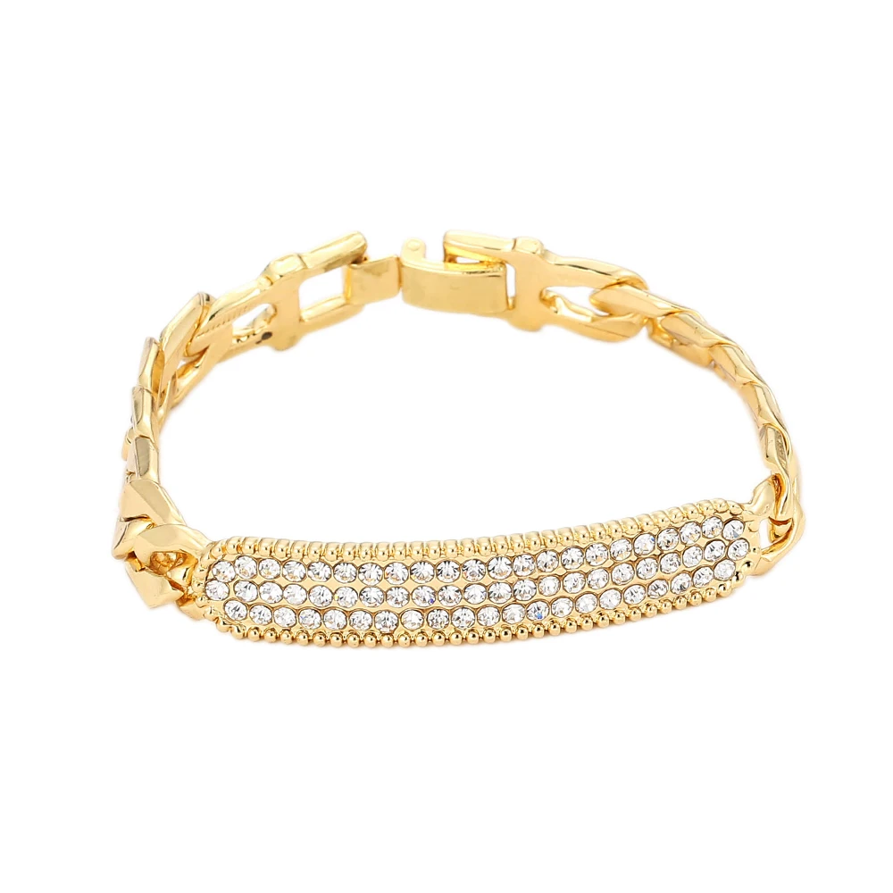 Новый Модный женский золотой серебряный сплав звенья цепи кристалл браслет на