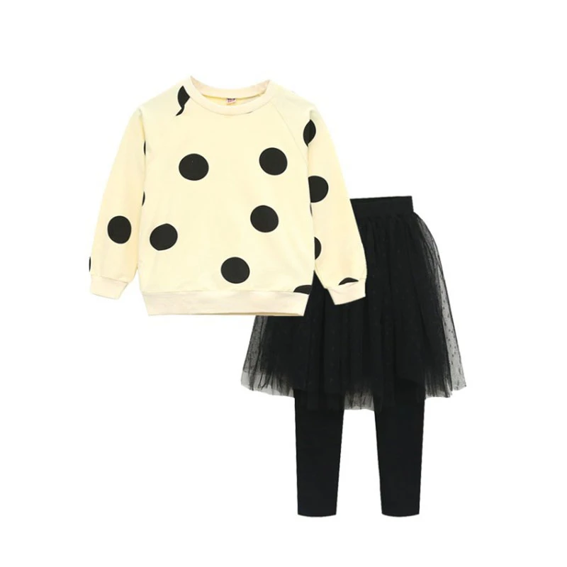 Детский осенний комплект из топа и брюк в горошек|Комплекты одежды для девочек| |