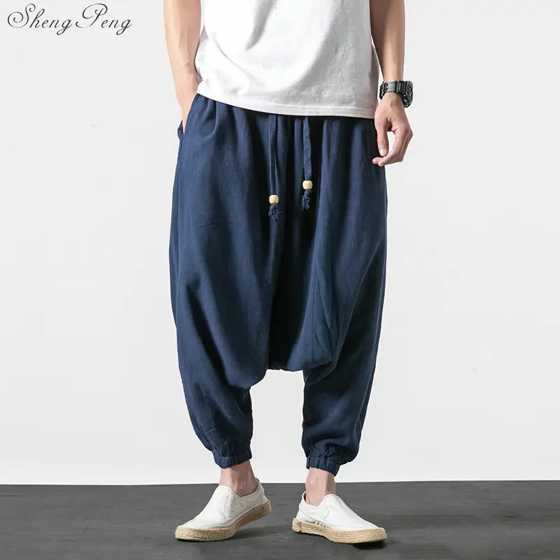Roupa para Homens Calças de Carga Calças Masculinas Kung Wushu Tradicional Chinês Linho Estilo Oriental Q775 fu