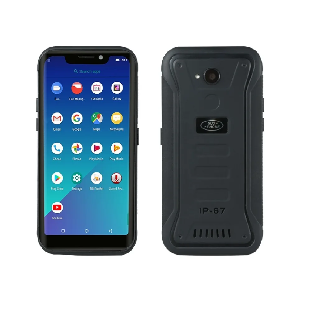 Guophone Водонепроницаемый Прочный Открытый Смартфон Android 8,1 5," u-образный экран четырехъядерный 2+ 16 Гб 3g 4G LTE 5000 мАч мобильный телефон