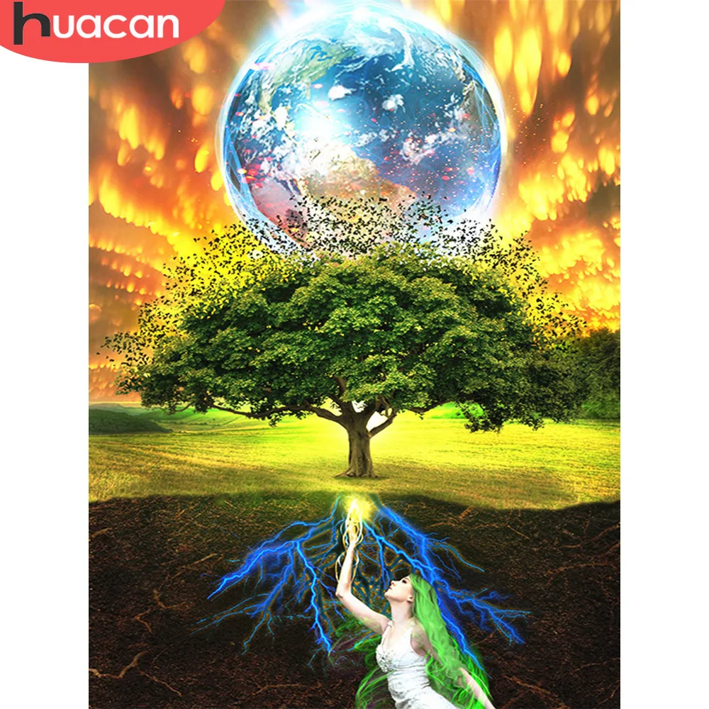 Алмазная вышивка huacan Tree Fantasy Алмазная картина 5d пейзаж полный квадратный/круглый кулон для картинки Алмазная вышивка с Носорогом ручной работы