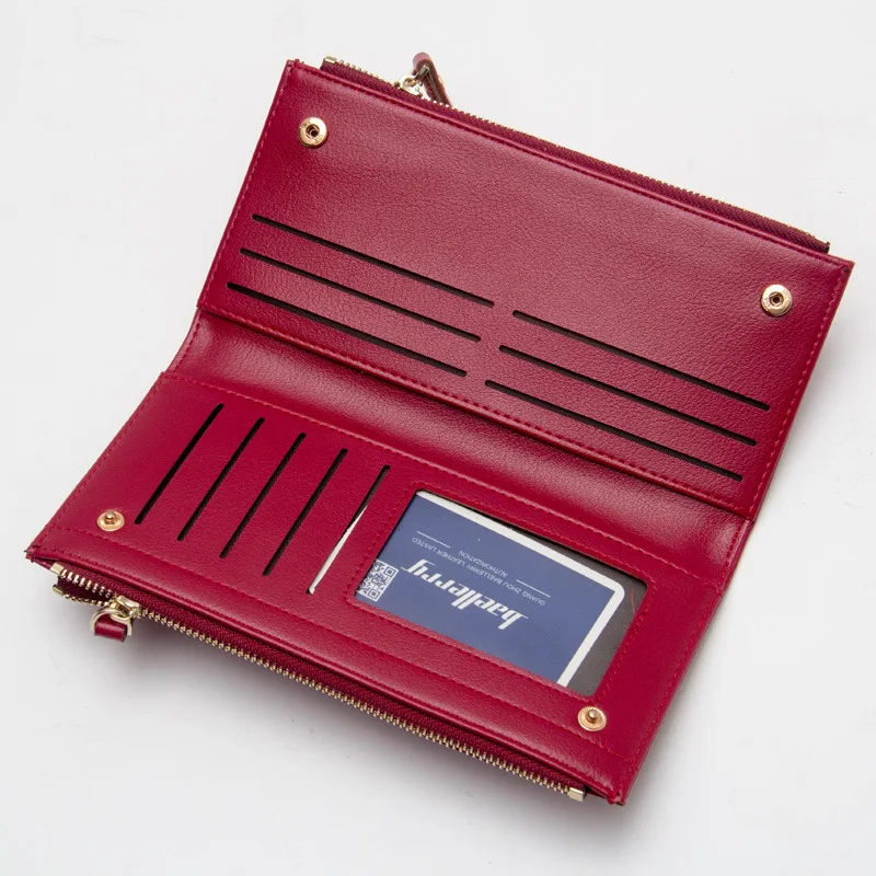 New Women's Zipper Wallets PU Leather Ladies grid Purses Lady Coin Pocket Red Long Wallet Female Clutch Bag For Women Gift NY138 | Багаж и
