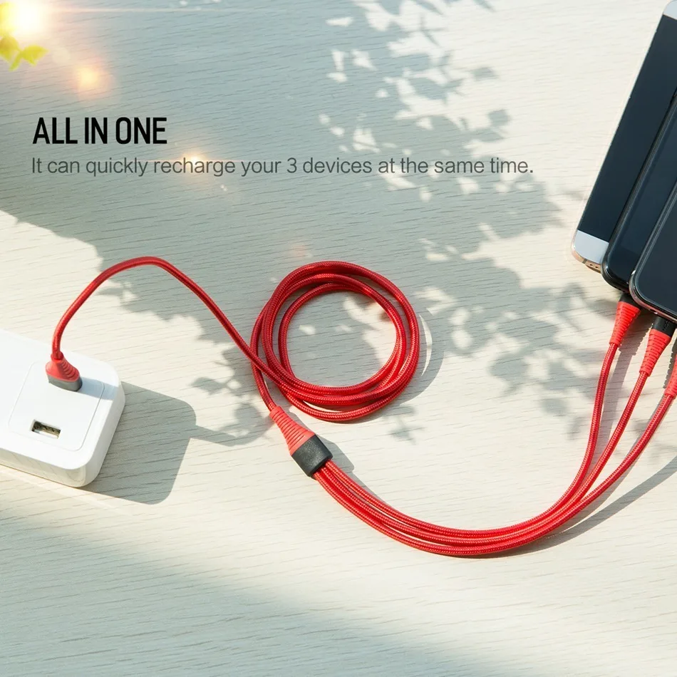 ROCK 3 в 1 кабель системы освещения iPhone зарядное устройство USB шнур 3в1 Micro usb type C Быстрая зарядка кабель для передачи данных type-c мобильный телефон кабин